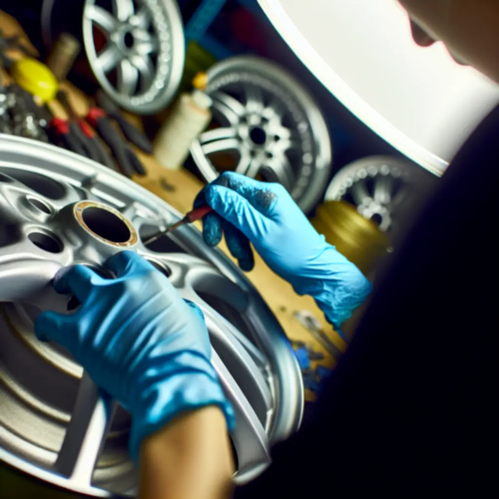 Refurbished alloy wheel with a flawless, glossy finish