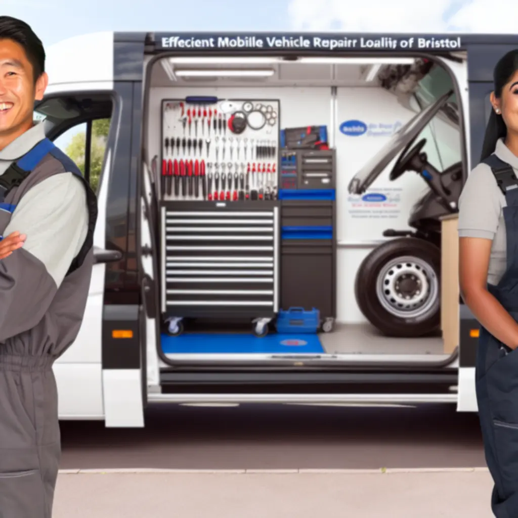 Mobile repair van and team set up for on-site vehicle repairs