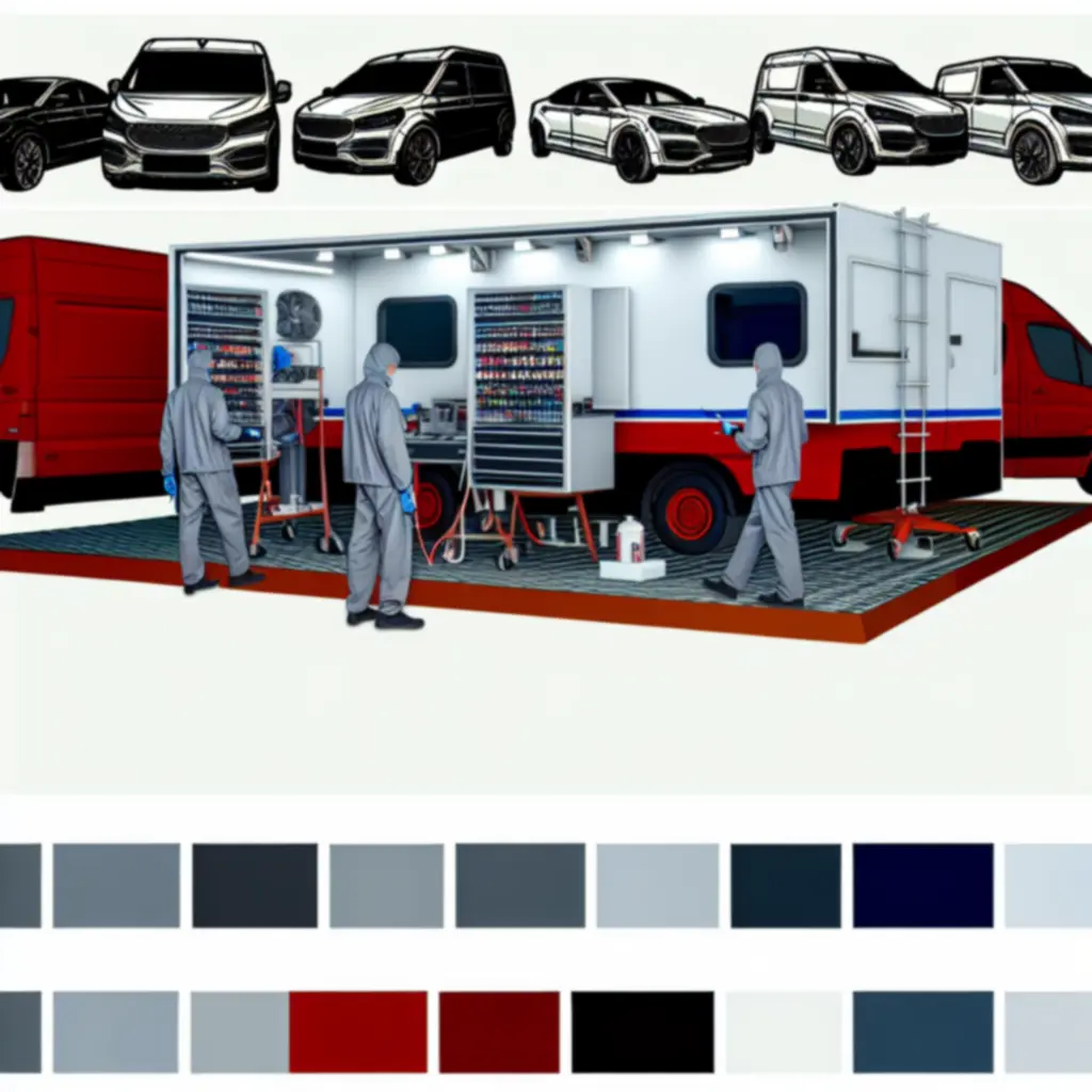 Mobile workshop in action carrying out cosmetic repairs on fleet vehicles